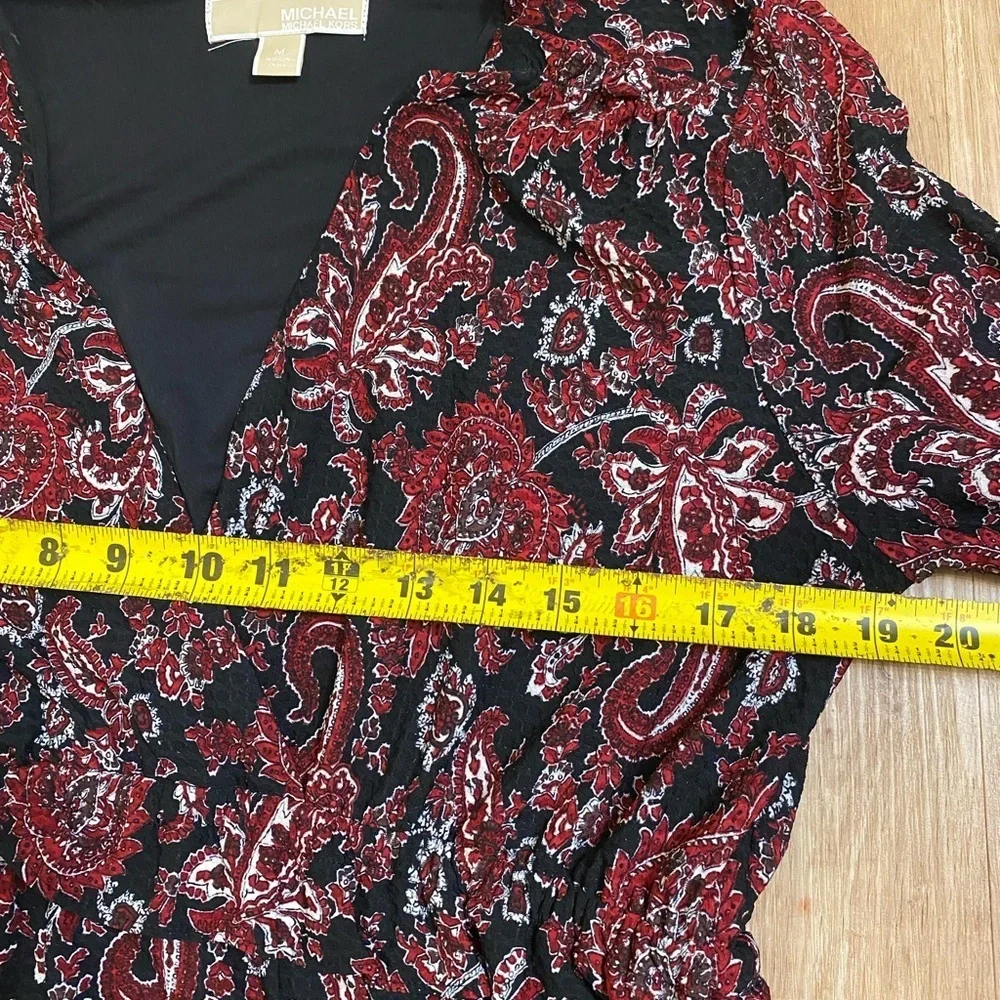 Michael Kors Elegant Black and Burgundy Paisley Dress